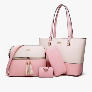 Elegant Pink and Cream Tote Bag Set